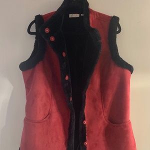 D & Co Faux Suede & Fur Vest